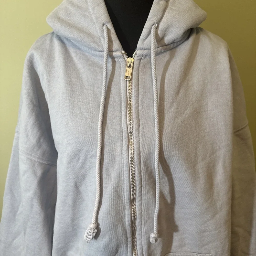 BRANDY MELVILLE John Galt Christy Hoodie Oversized Full-Zip Jacket Blue One Size